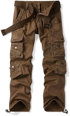 OCHENTA Men's Cotton Casual Cargo Work Pants with 8 Pockets